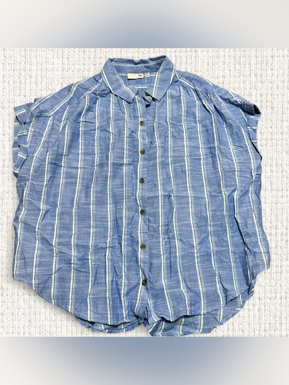 SO Blue/White Striped Button Up Tank Top - Women’s XXL